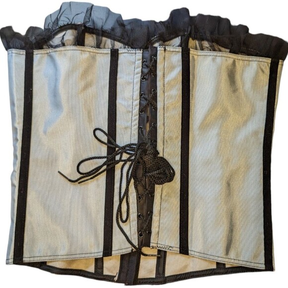 Women's NWT Empire Intimates Light Blue Lace Up Overbust Corset, Size 40 - Picture 6 of 7